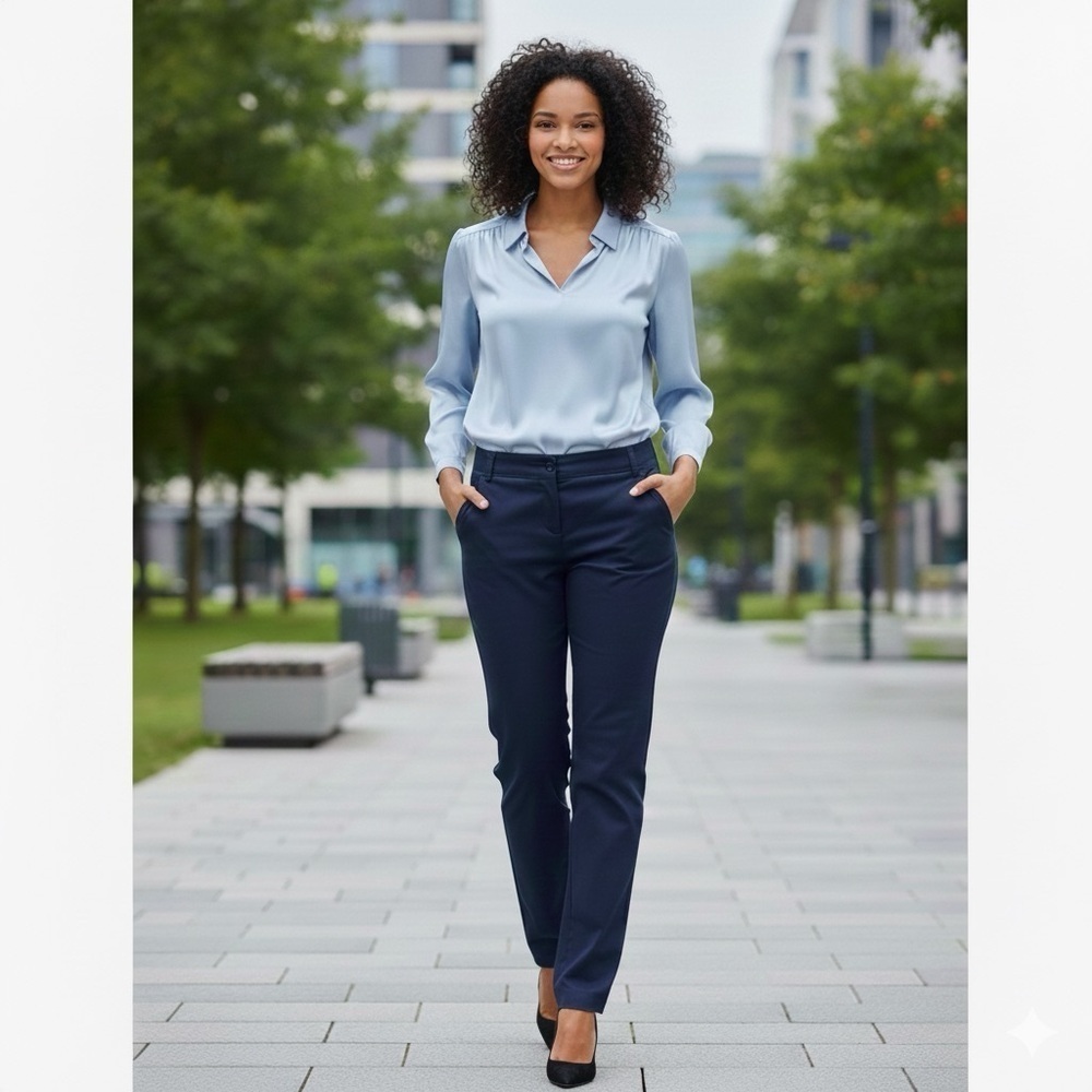 Tory Burch Navy Blue Flat Front Wool Ankle Pants